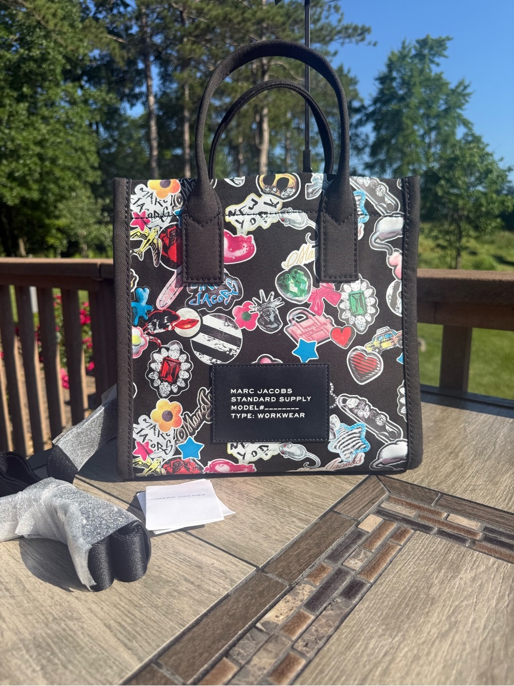 NWT Marc Jacobs Sticker Print Canvas
Tote Bag Black - Picture 4 of 13